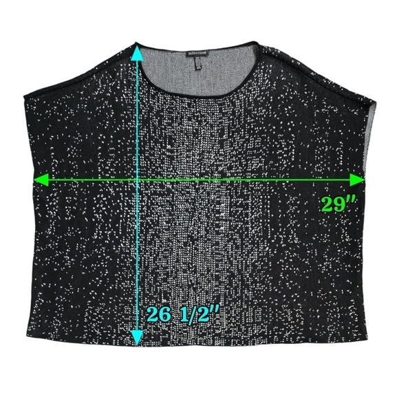 Eileen Fisher Black White Tencel Lyocell Boxy Knit Short Sleeve Top Lagenlook - Picture 4 of 9